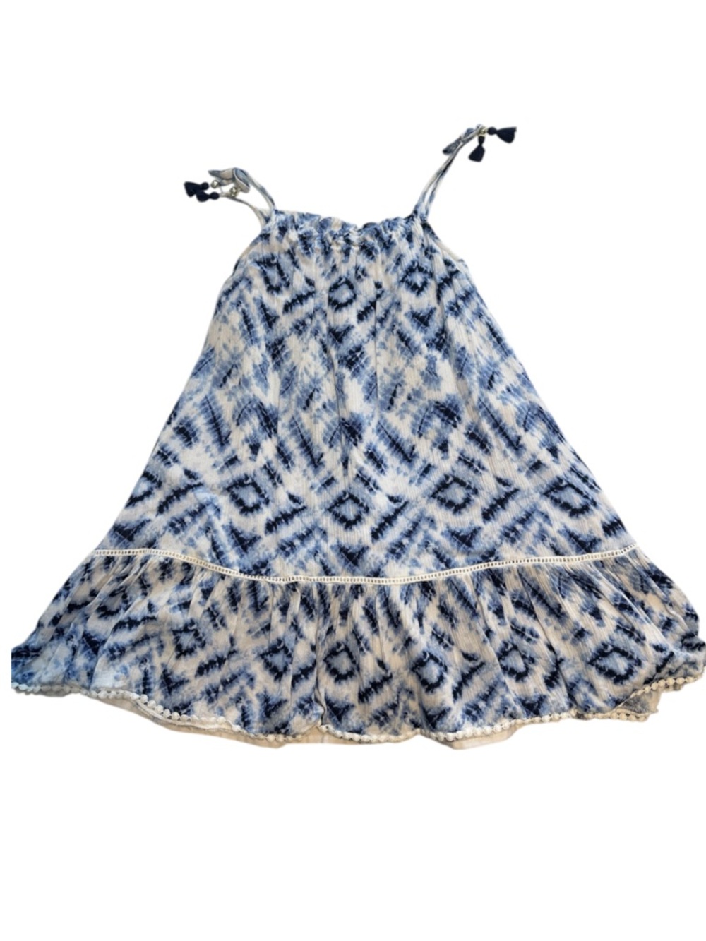 Tommy Bahama Blue and White Tie-Dye Sundress with Tassel Straps